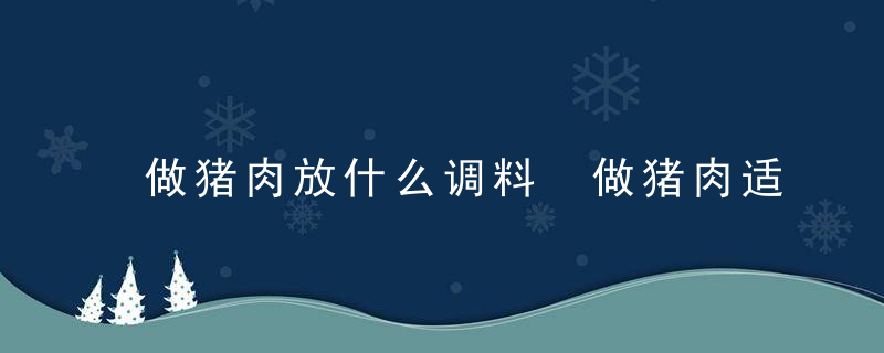 做猪肉放什么调料 做猪肉适合放哪些调料